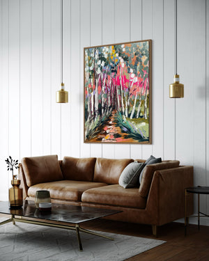 60x75 cm - vibrant bush walks - original on gallery canvas