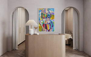 60x90 cm - MADAME SOLEIL  - original on gallery canvas