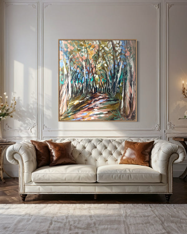 Shaded gum trail -original on belgian linen - 90x90 Cm