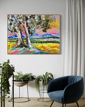 Canola Vista -Original on Belgian linen  90x120  Cm