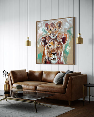 Heart of Africa -original on belgian linen - 90x90 Cm