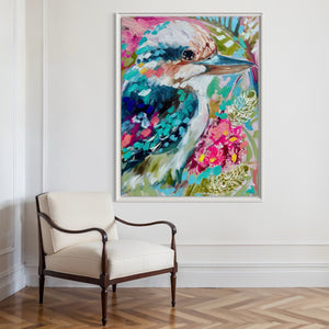 Clancy Kookaburra  - original on Belgian linen  - 75x100 Cm