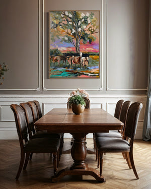 Pastel paddock - original on Belgian linen- 75x100 cm