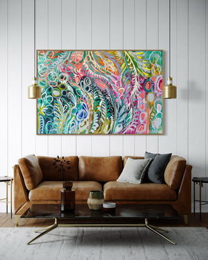 Delicate ferns of the daintree- original on gallery canvas 100x150  cm