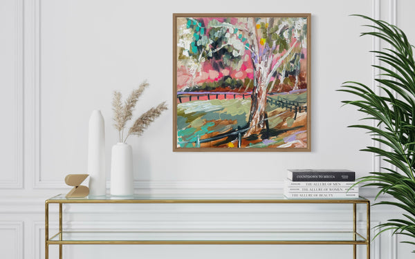46x46 cm -pastel paddock - original on gallery canvas