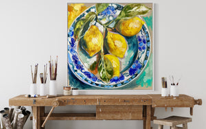 Lemon delight - 76x76cm -original on Belgian linen