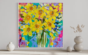 Daffodil Joy - 60x60 cm - original on gallery canvas
