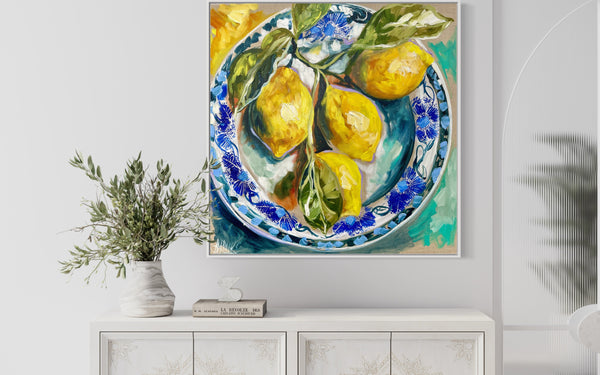 Lemon delight - 76x76cm -original on Belgian linen