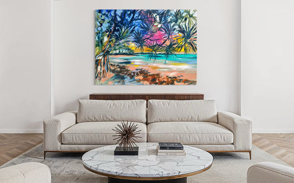 Little Cove at Sunset - Noosa -Original on Belgian linen  90x120 cm