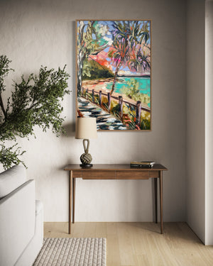 Tranquil tides - tea tree bay - noosa - original on Belgian linen 60x90 cm