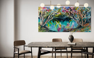 Shady riverside gums - original on gallery Canvas 90x180cm