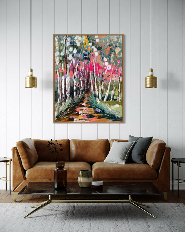 60x75 cm - vibrant bush walks - original on gallery canvas