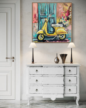 Golden Hour - Italy - 76x76 cm - original on Belgian linen - lay by welcome