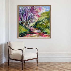 Jacaranda season - 76x76 cm - original on Belgian linen - lay by welcome