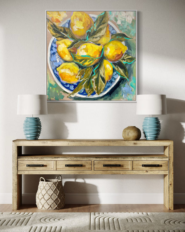 Sunshine lemons  - 76x76cm -original on Belgian linen