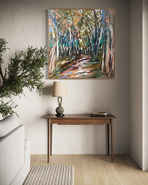 Shaded gum trail -original on belgian linen - 90x90 Cm