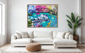 Celebrating Sydney  -Original on Belgian linen  90x120  Cm