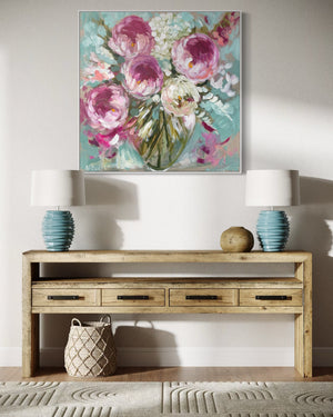 Paris Peony - 90x90 cm - original on gallery canvas