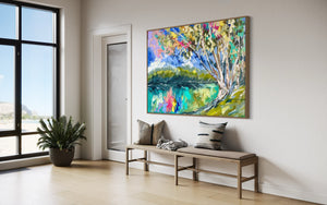 Glowing river side gums -Original on Gallery canvas 90x120  Cm