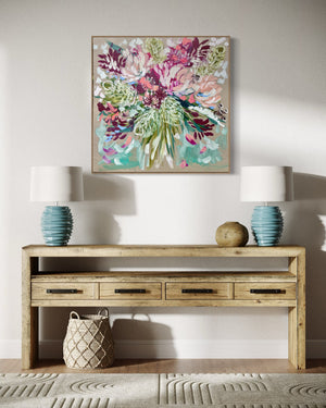 Blush delicate natives - 76x76 cm - original on Belgian linen - lay by welcome