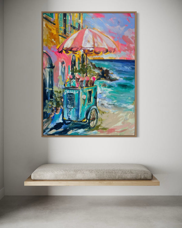 Seaside gelateria - Italy  -original on gallery canvas  75x100 cm