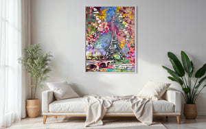 Paris in Colour -original on Belgian linen 75x100 cm