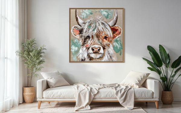 Hershey - highlander  -original on Belgian linen   - 90x90 Cm