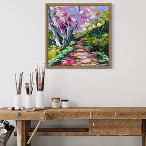 Petite Jacaranda 1 -original on Belgian linen - 30x30 cm