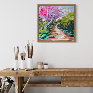 Petite Jacaranda -original on Belgian linen - 30x30 cm