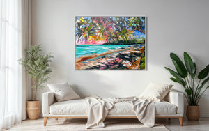 Breezy boardwalk  Noosa- original on belgian linen - 75 x100 Cm
