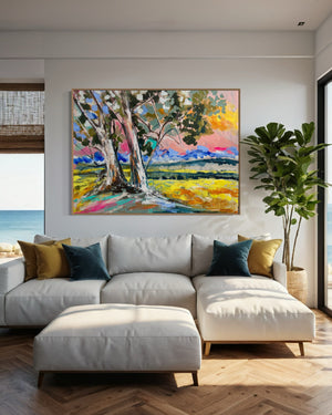 Canola Vista -Original on Belgian linen  90x120  Cm