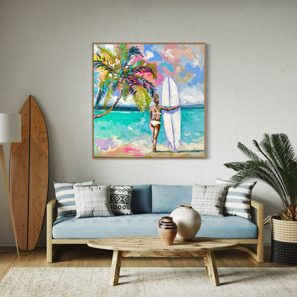 Tropicale  - Original on Belgian linen 90x90cm