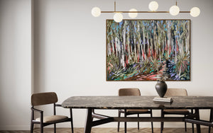 Shady gum and grass trees - Original on Belgian linen 90x120  Cm