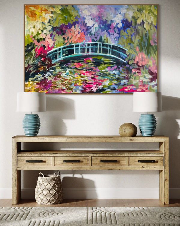Monets Garden aglow - original on gallery canvas 90x150  cm