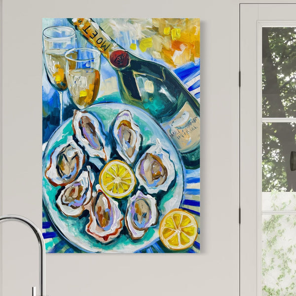 Moet and oysters -60x90cm - original on gallery canvas