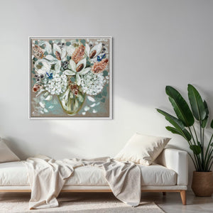 Petite magnolia and banksia - 76x76 cm - original on Belgian linen