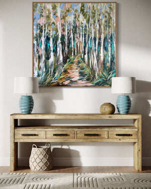 Misty silver gum-original on belgian linen - 90x90 Cm