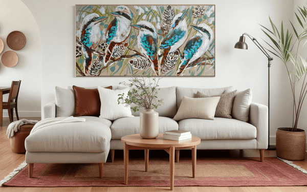 Home among the gum trees   -Original on Belgian linen  75x150 Cm