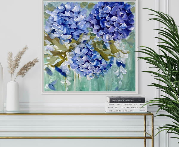46x46 cm -hydrangeas  - original on gallery canvas