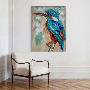 Azure Kingfisher-original on Belgian linen 75x100 Cm