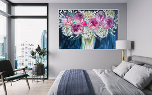 Midnight Melody peony - original on gallery canvas 100x150  cm
