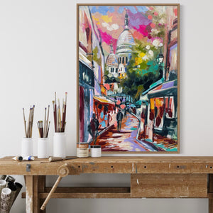 Pretty streets of paris- 60x90 cm - original on Belgian linen