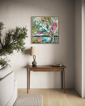 46x46 cm - morning glow river gum - original on gallery canvas