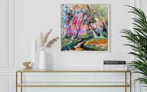 46x46 cm -as the sun sets - original on gallery canvas