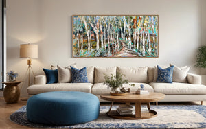 Scented Eucalyptus lane- original on Belgian linen 75 x150 cm