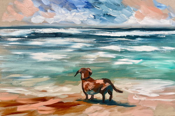 Dog beach day - art print