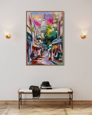 Pretty streets of paris- 60x90 cm - original on Belgian linen
