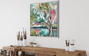 46x46 cm - morning glow river gum - original on gallery canvas