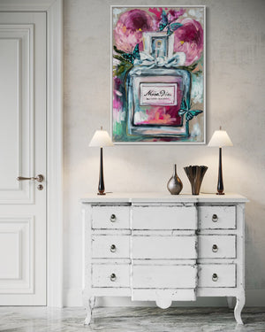 Miss Dior - blooming bouquet - 60x90 cm - original on Belgian linen