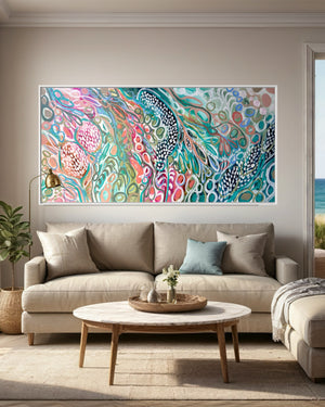 Wildflowers of kakadu - original on gallery Canvas 90x180cm